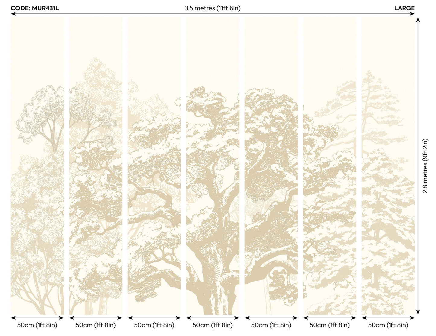 Origin Murals Etched Trees Parchment 350cm X 280cm