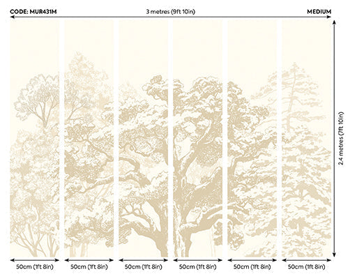 Origin Murals Etched Trees Parchment 300cm X 240cm