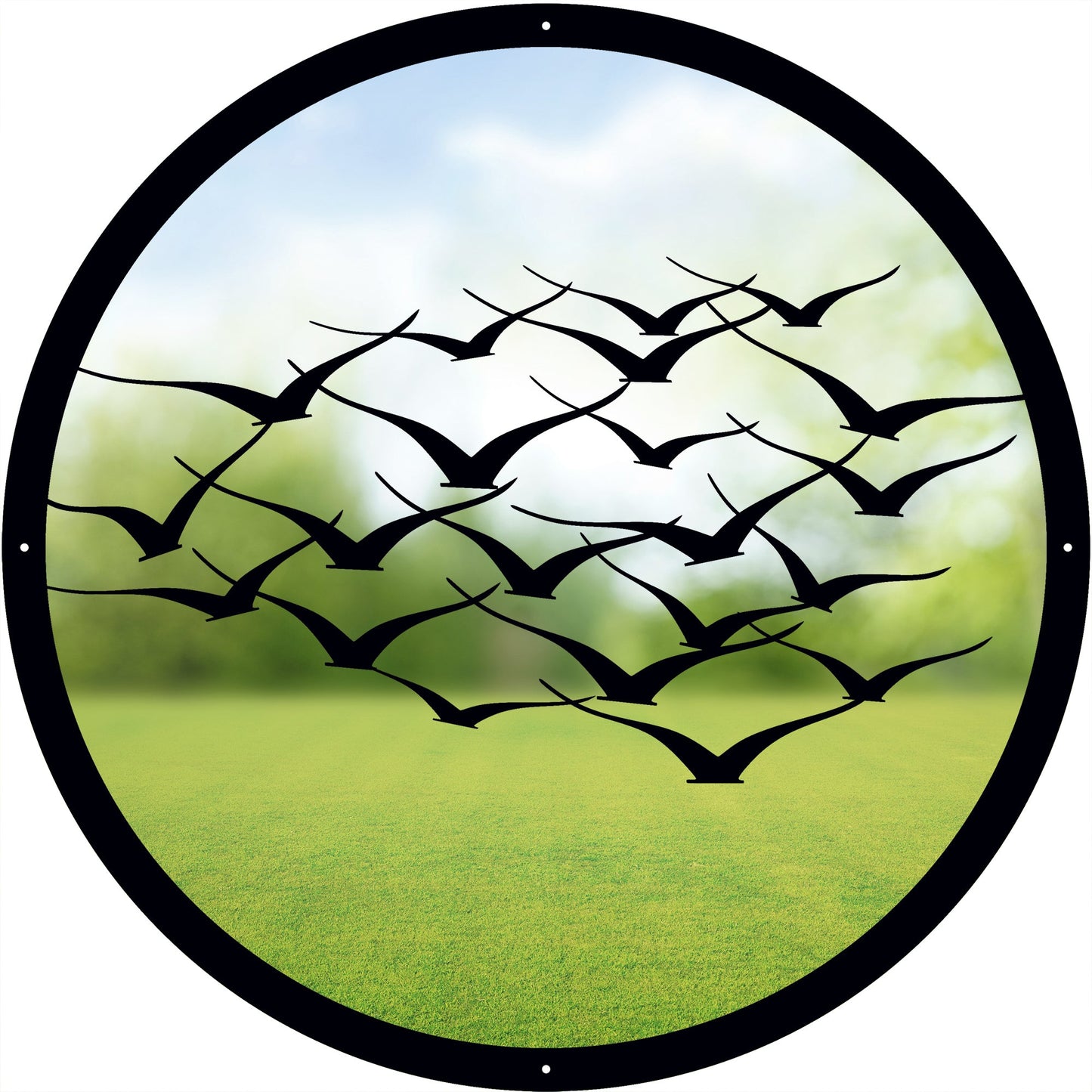 SunCatcher Garden Mirror Round Flock of Birds - Hot Tub Shop