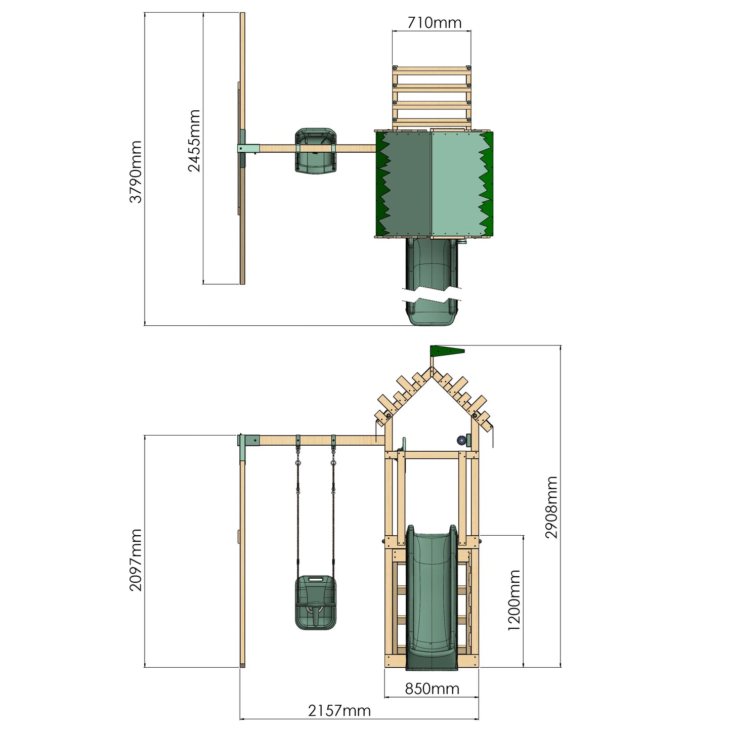 Climbing Frame With Single Baby Swing - Enchanted Grove II