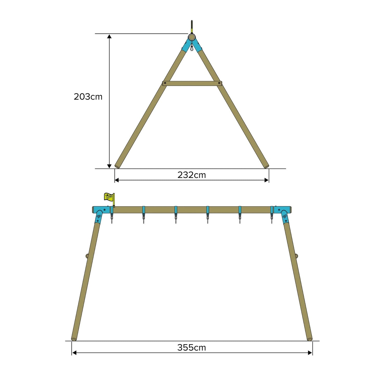 TP Sherwood Triple Wooden Swing Frame - PEFC certified