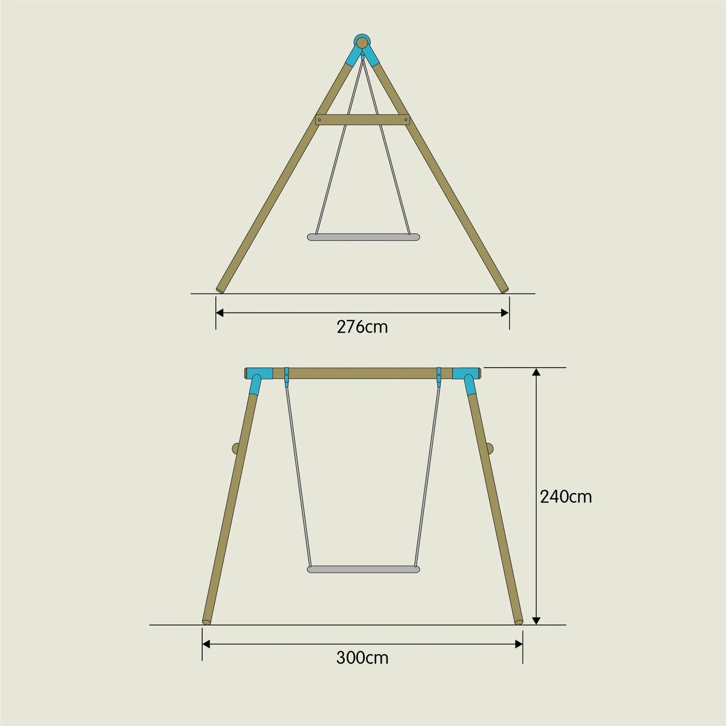 TP Knightswood Double Wooden Swing Set With Giant Nest Swing