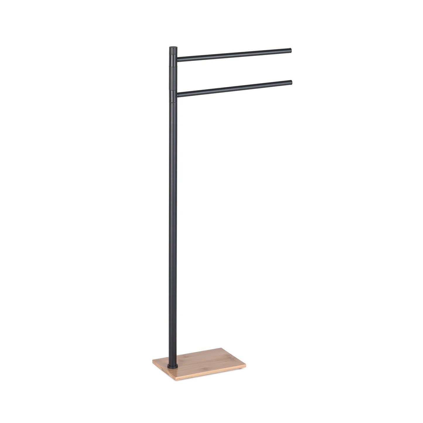 Origins Living Gedy Trilly Towel Stand With 2 Swivel Arms Matt Black & Bamboo - Hot Tub Shop