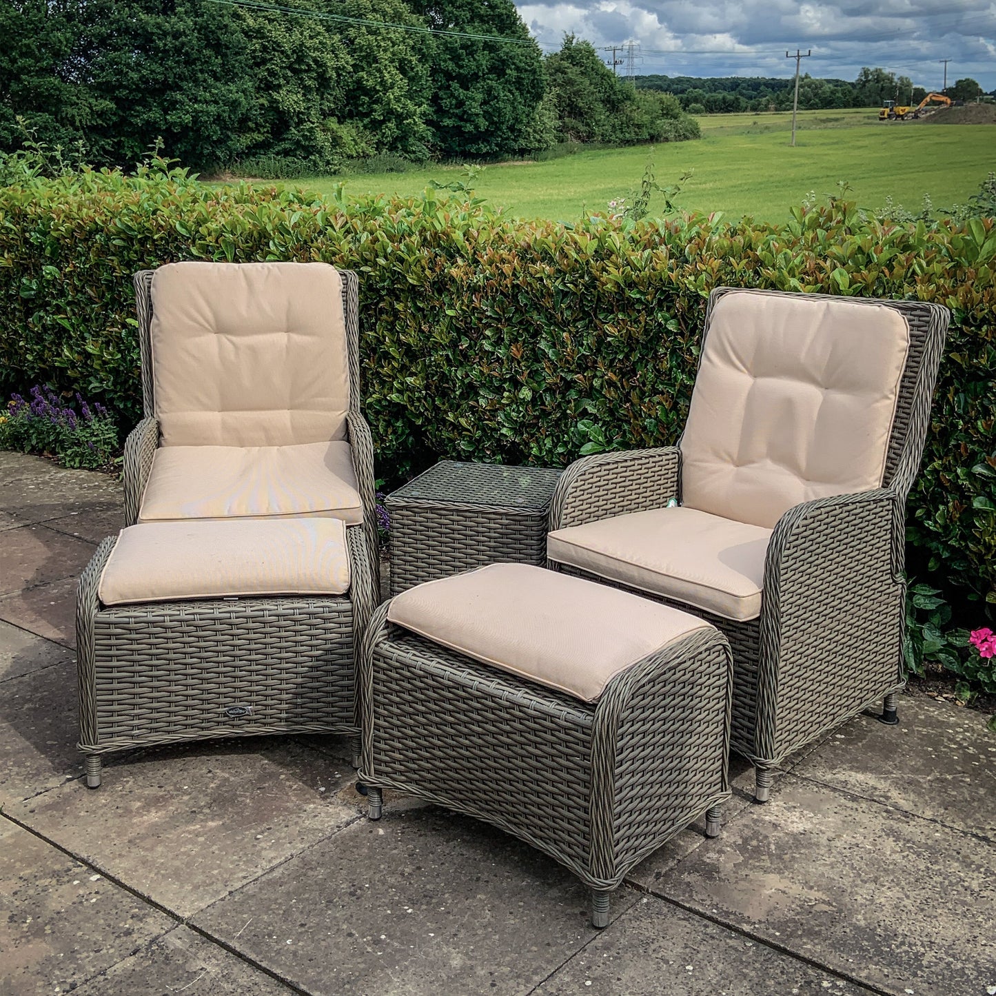 Dellonda Chester Rattan Outdoor Recliner Lounge Set