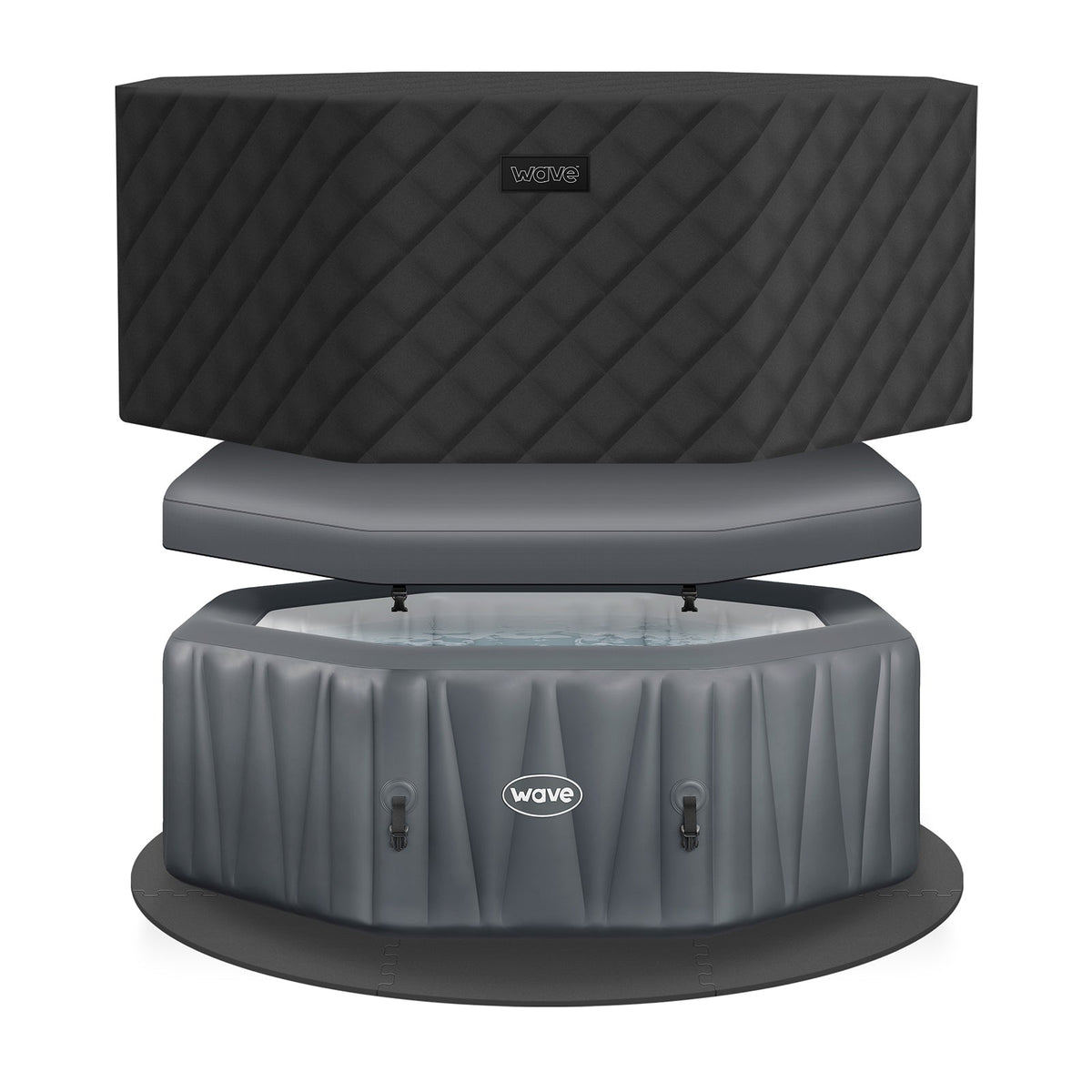 Wave Aegean 6 Person Inflatable Hot Tub Spa - Dark Grey (Energy Efficient Bundle)