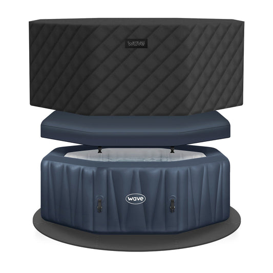 Wave Aegean 6 Person Inflatable Hot Tub - Navy (Energy Efficient Bundle)