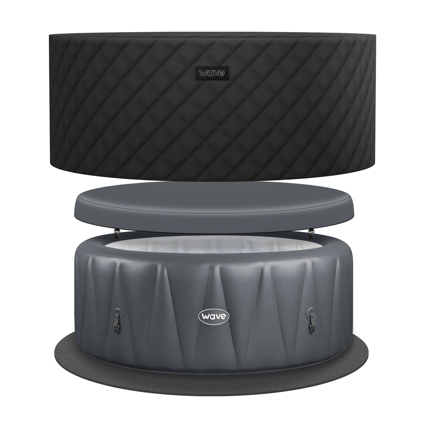 Wave Atlantic 4 Person Inflatable Hot Tub Spa - Dark Grey (Energy Efficient Bundle)