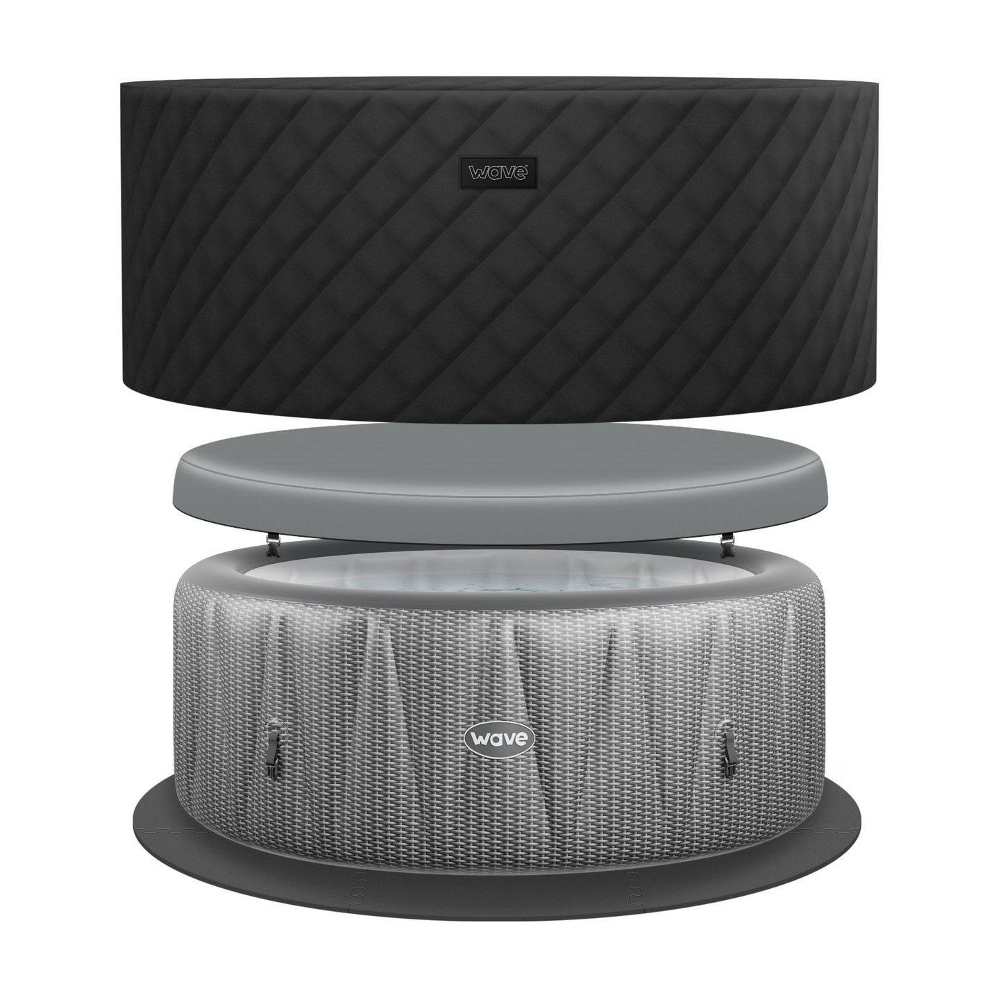 Wave Atlantic 6 Person Inflatable Hot Tub - Grey Rattan (Energy Efficient Bundle)