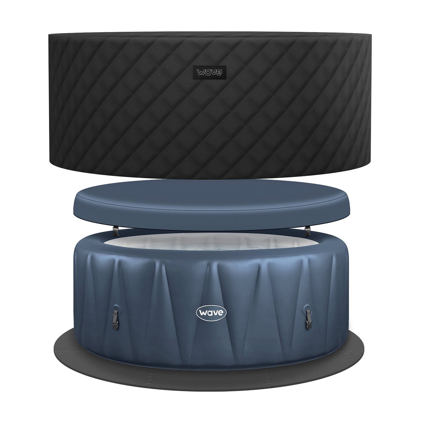 Wave Atlantic 6 Person Inflatable Hot Tub Spa - Navy (Energy Efficient Bundle)