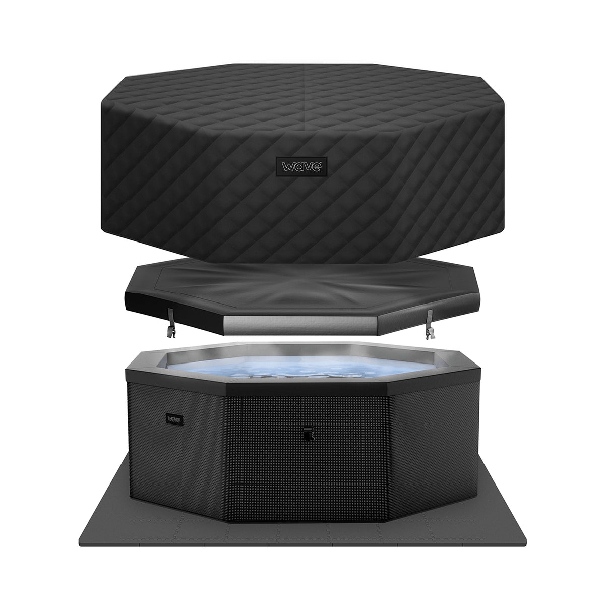 Wave Como 6 Person Eco Foam Hot Tub Spa - Charcoal Black (Energy Efficient Bundle)