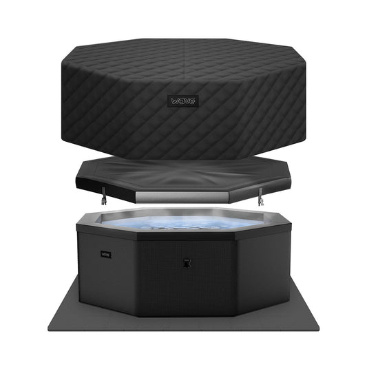 Wave Como 6 Person Eco Foam Hot Tub - Charcoal Black (Energy Efficient Bundle)