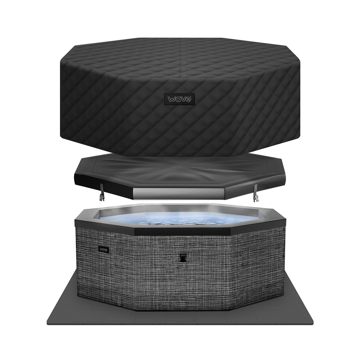 Wave Como 6 Person Eco Foam Hot Tub Spa - Flint Grey (Energy Efficient Bundle)