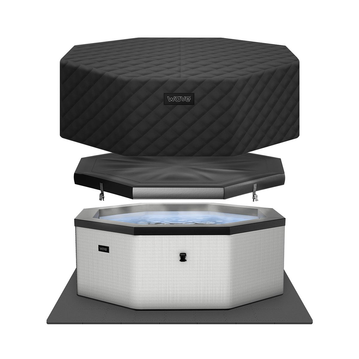 Wave Como 6 Person Eco Foam Hot Tub Spa - Graphite Grey (Energy Efficient Bundle)