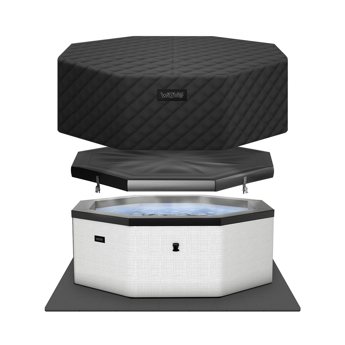 Wave Como 6 Person Eco Foam Hot Tub Spa - Pebble White (Energy Efficient Bundle)