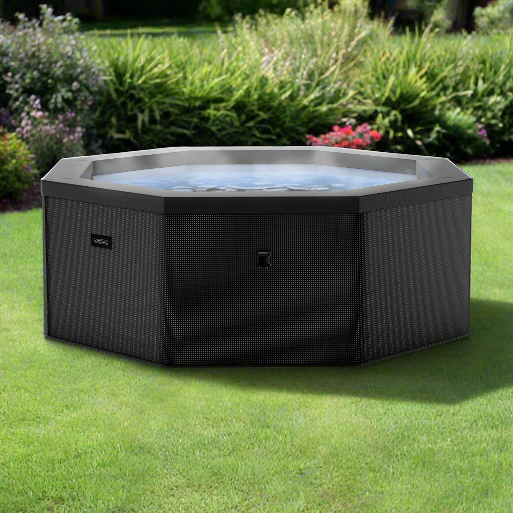 Wave Como 6 Person Eco Foam Hot Tub Spa - Charcoal Black (Energy Efficient Bundle)