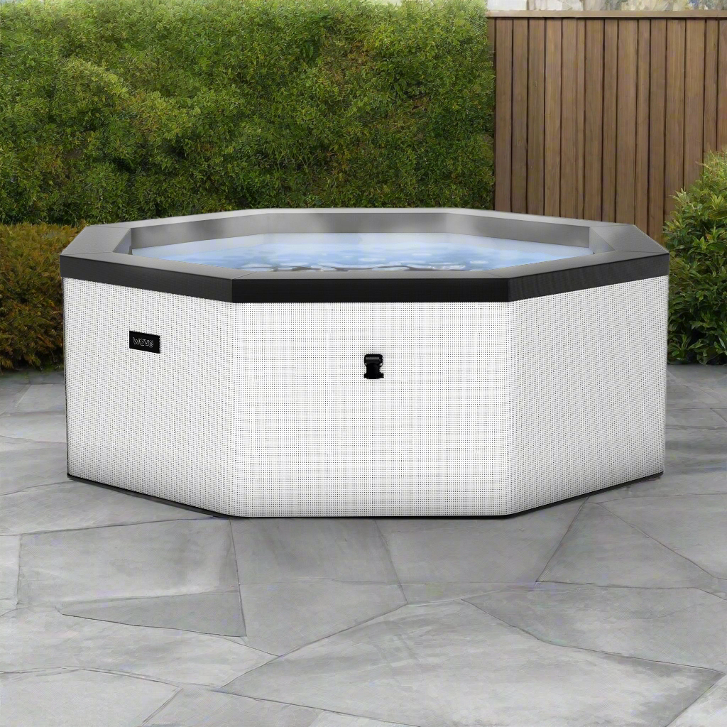 Wave Como 6 Person Eco Foam Hot Tub Spa - Pebble White (Energy Efficient Bundle)
