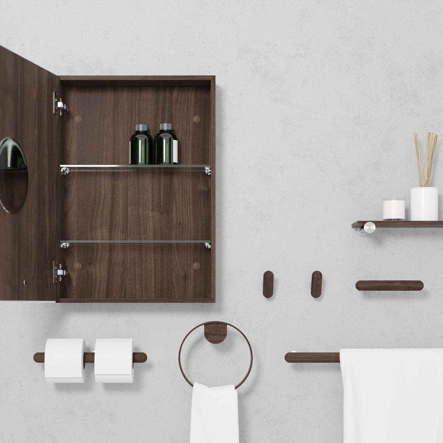 Wireworks Toilet Roll Holder Double Yoku Walnut