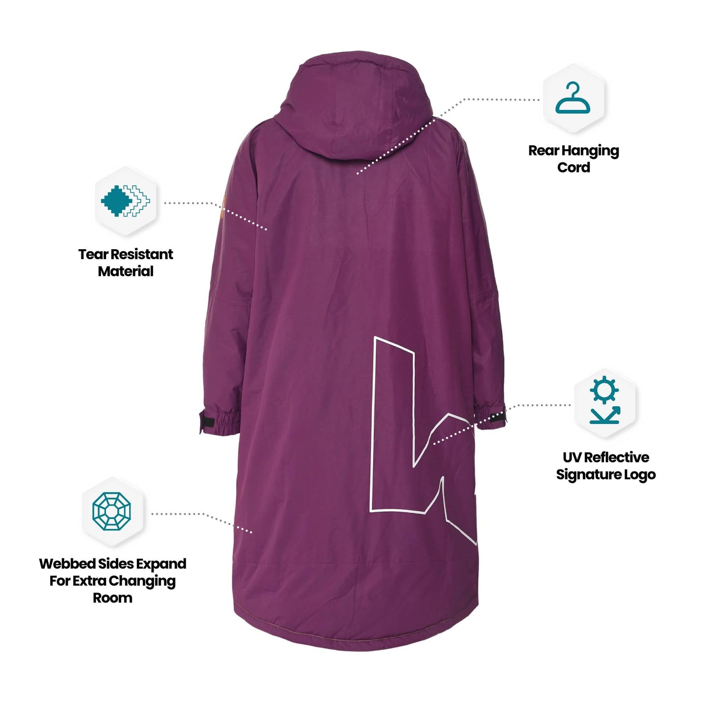 Wave Fleece-Lined Changing Robe - Purple - Hot Tub Shop