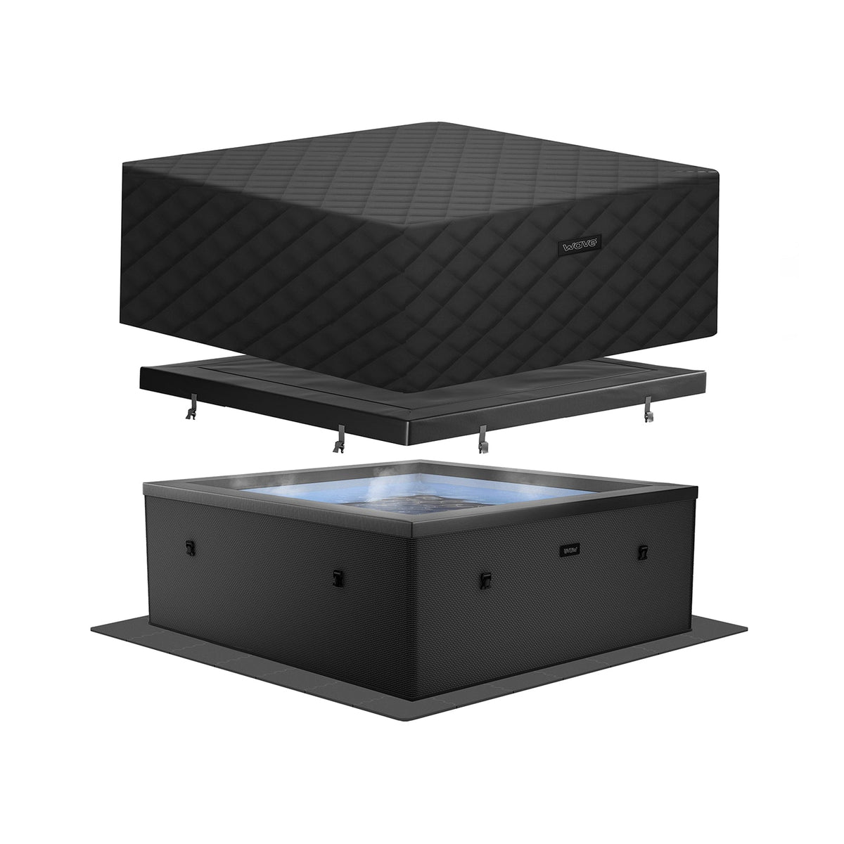 Wave Garda 6 Person Eco Foam Hot Tub Spa - Charcoal Black (Energy Efficient Bundle)