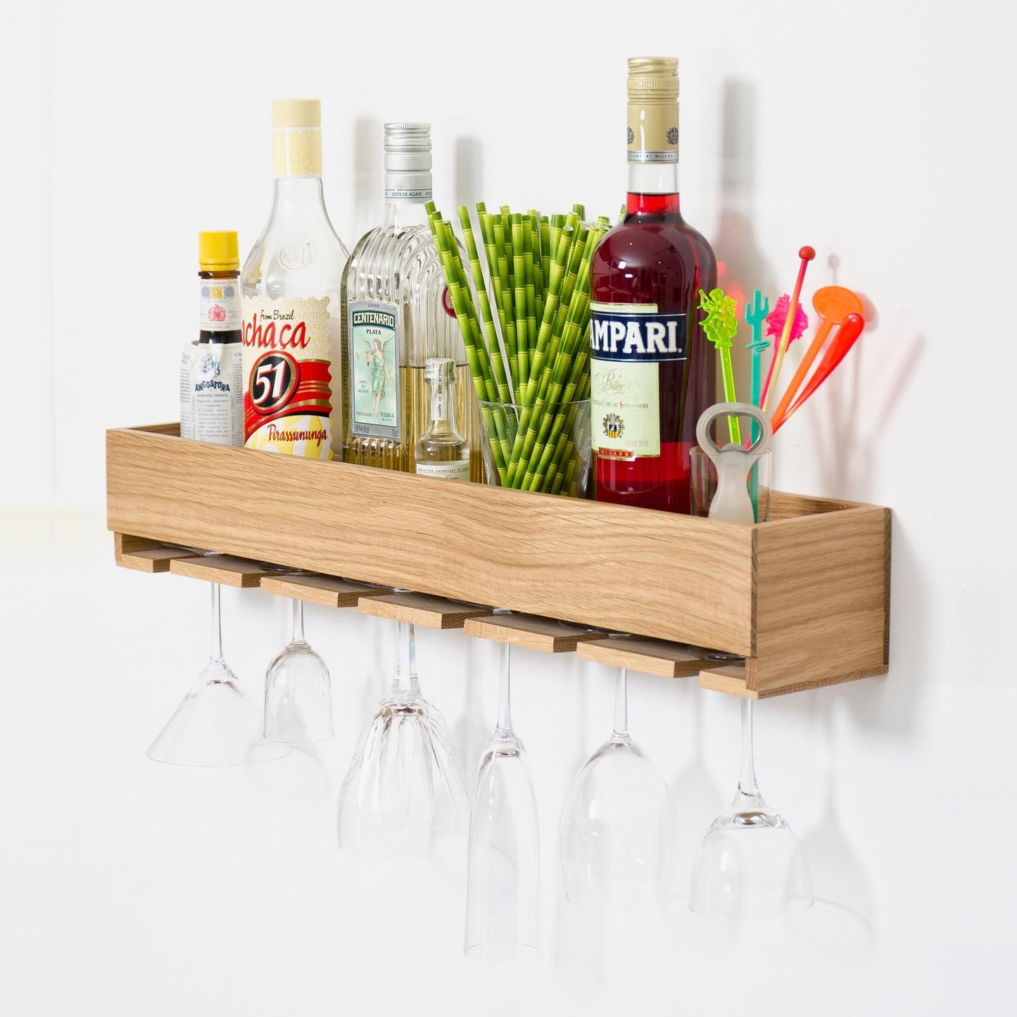 Wireworks Glass Holder Shelf Oak
