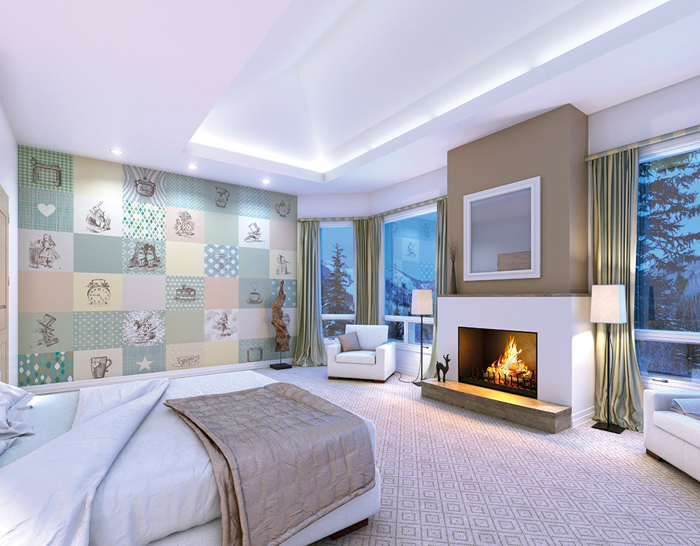 Origin Murals Alice In Wonderland Retro Illustrations Natural 350cm X 280cm