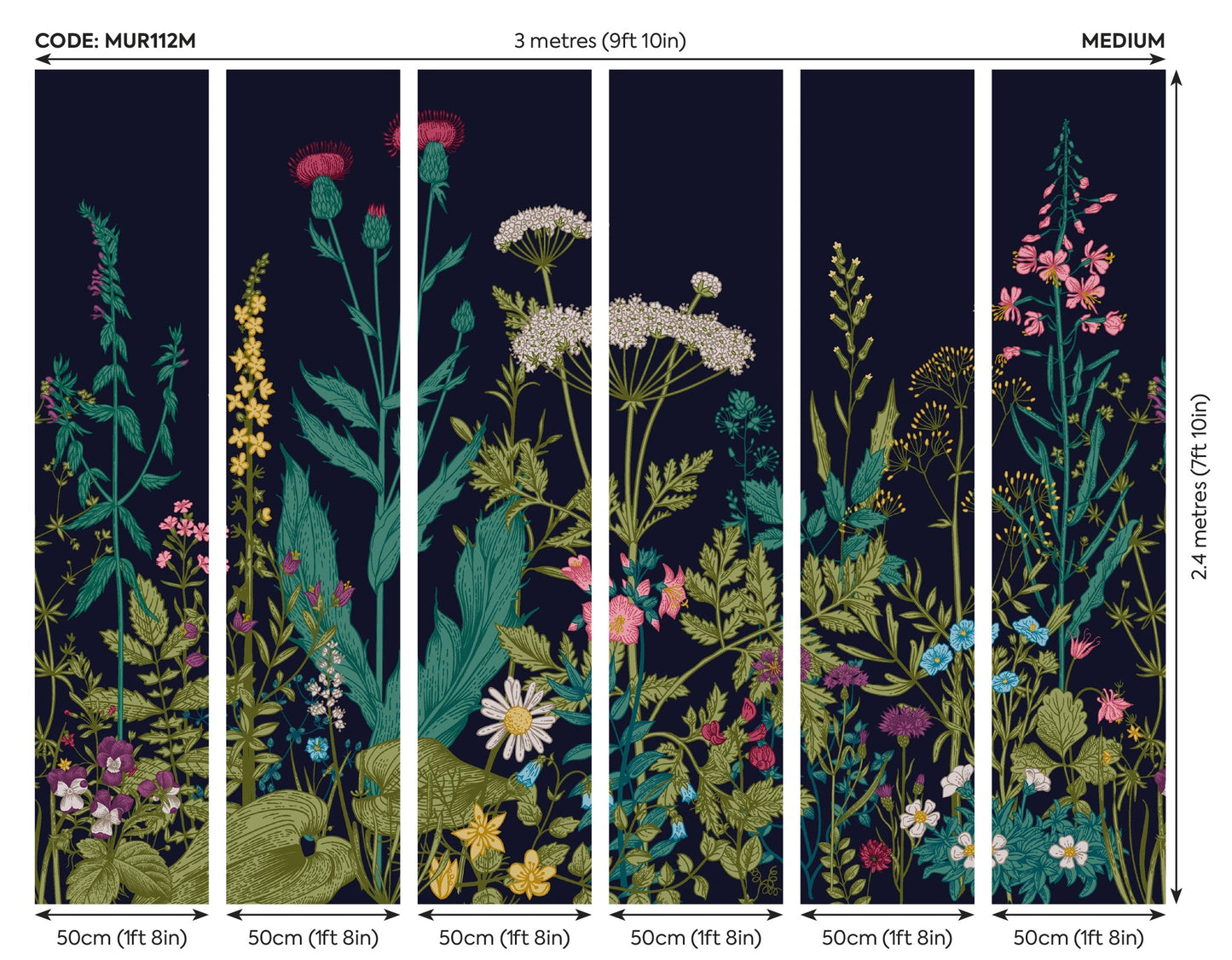 Origin Murals Botanical Fleur Indigo 300cm X 240cm