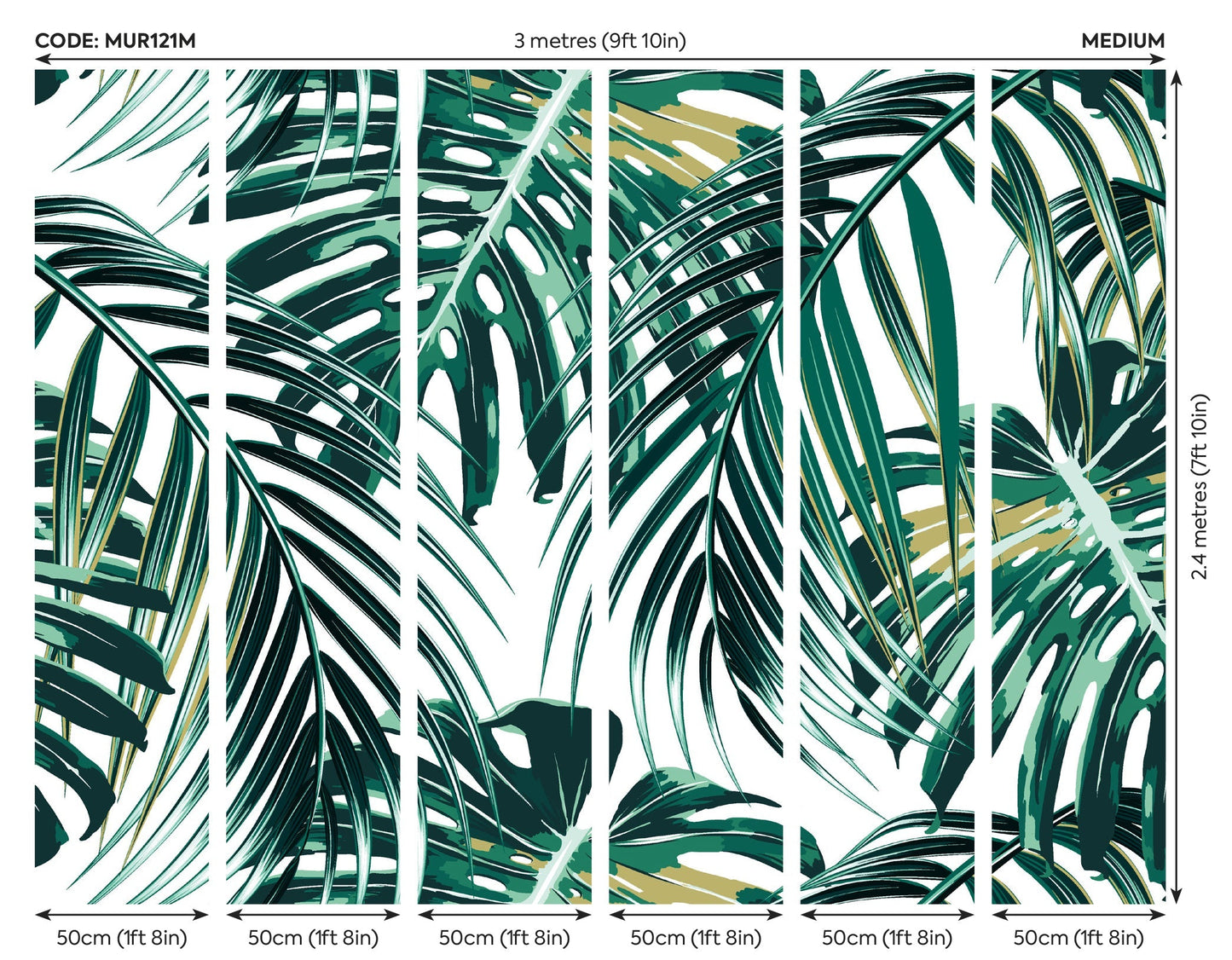 Origin Murals Tropical Leaves Emerald 300cm X 240cm