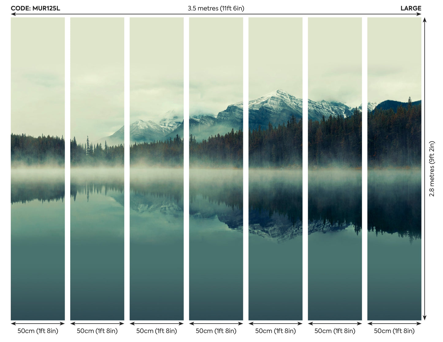 Origin Murals Misty Mountain Lake Ink 350cm X 280cm