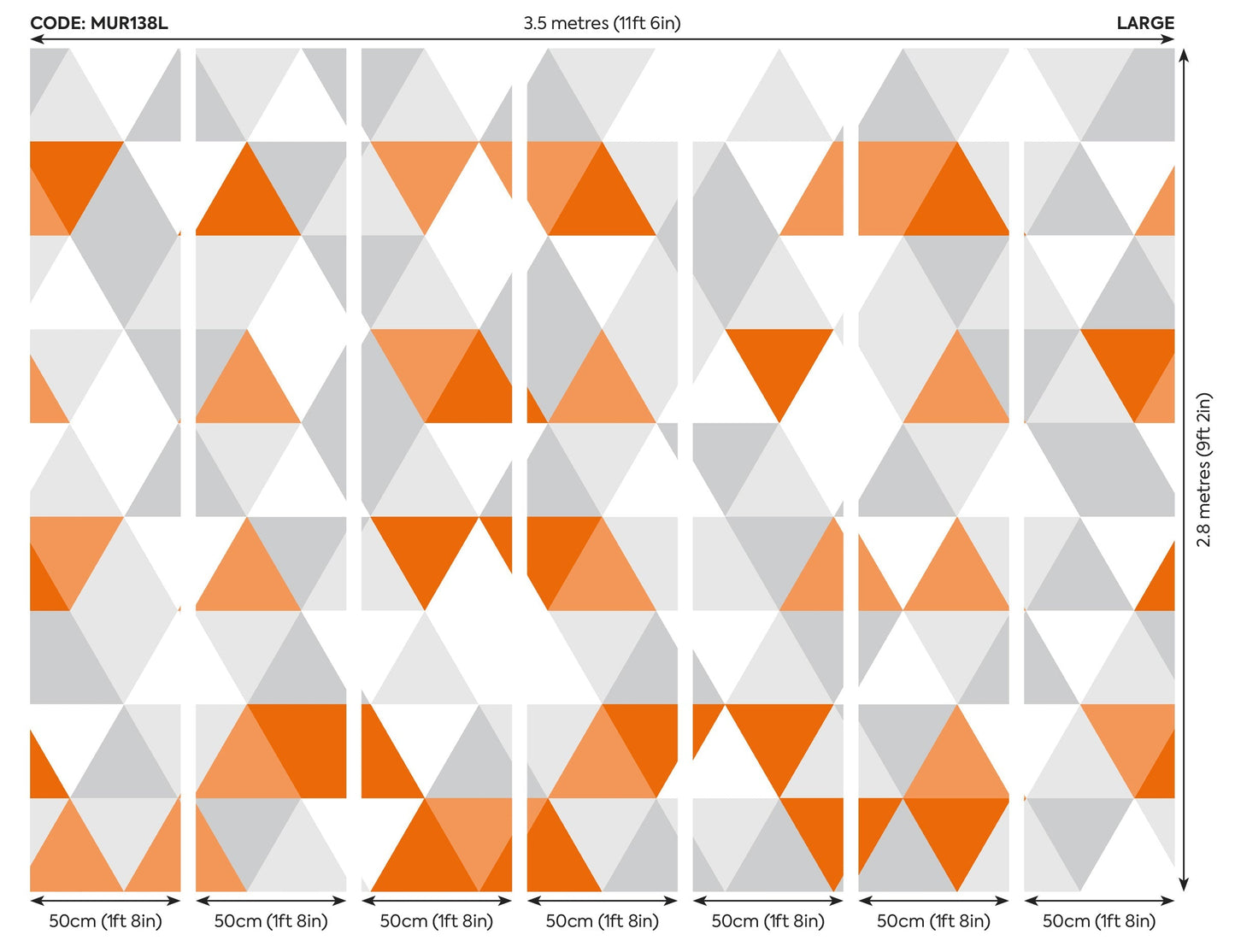 Origin Murals Geometric Tangerine 350cm X 280cm