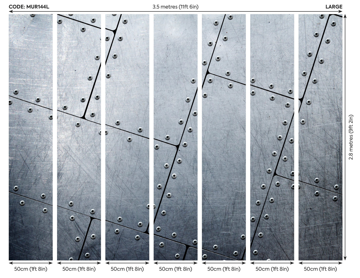 Origin Murals Tiled Metal Steel 350cm X 280cm