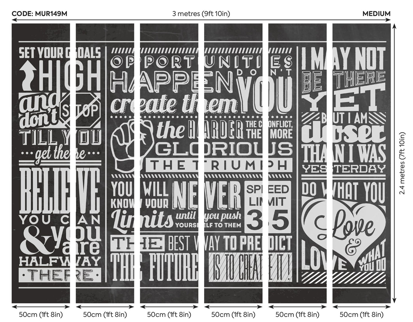Origin Murals Chalk Quotes Blackboard 300cm X 240cm - Hot Tub Shop