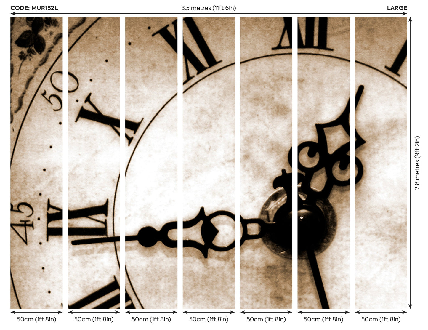Origin Murals Timepiece Sepia 350cm X 280cm
