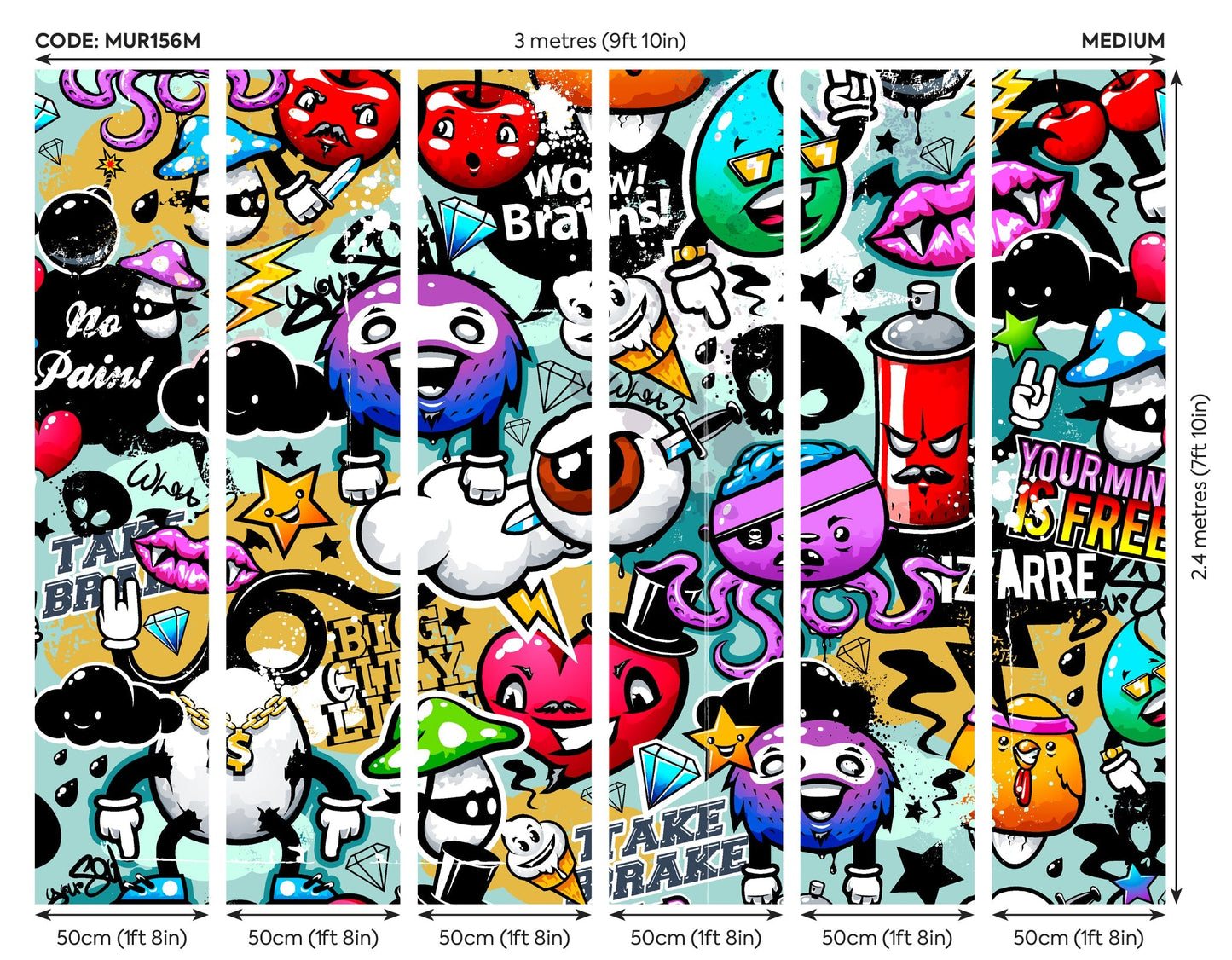 Origin Murals Graffiti Monster Multi 300cm X 240cm