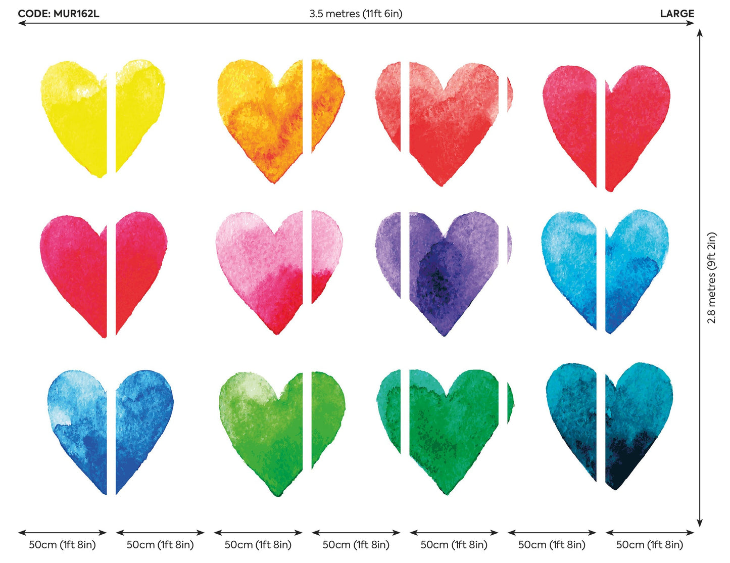 Origin Murals Colour My Heart Multi 350cm X 280cm