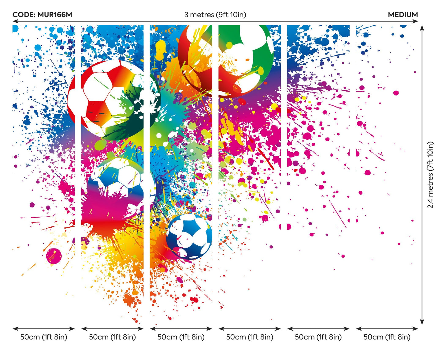 Origin Murals Football Splash Multi 300cm X 240cm - Hot Tub Shop