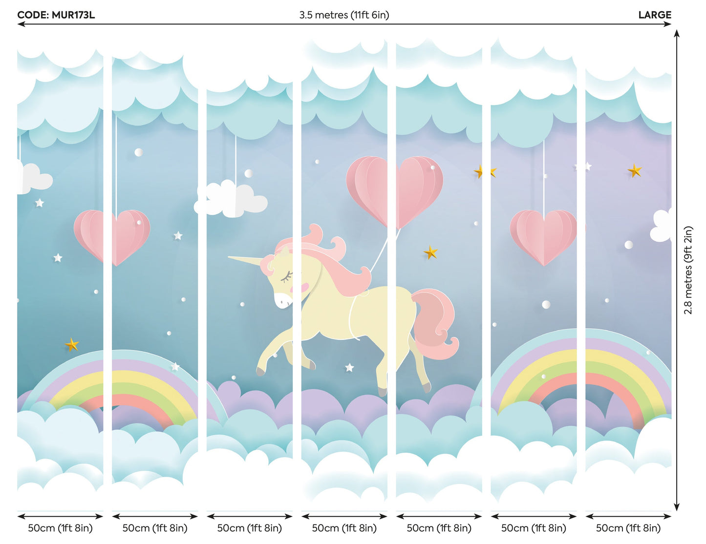 Origin Murals Unicorn Dream Pastel 350cm X 280cm