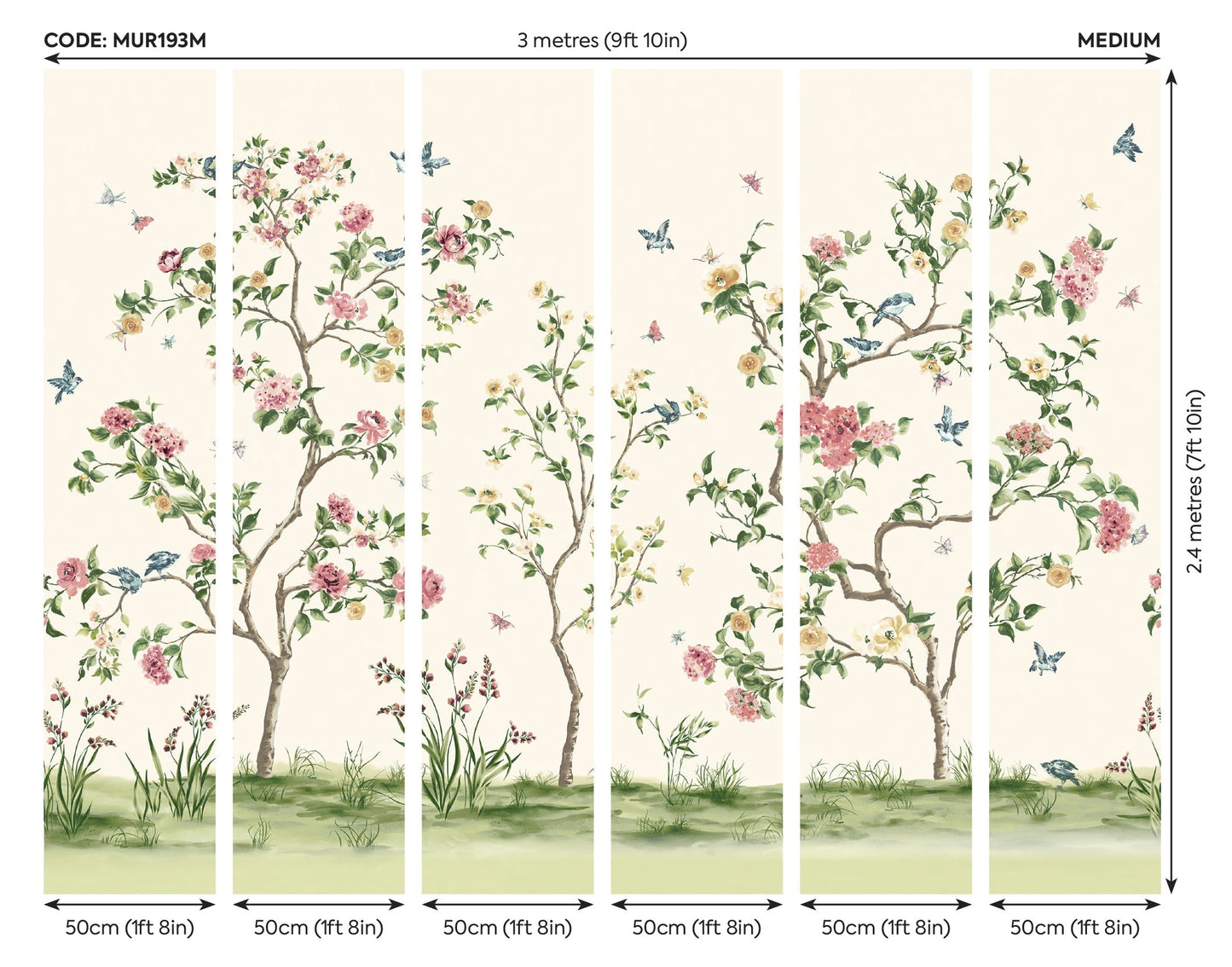 Origin Murals Oriental Flower Tree Cream 300cm X 240cm