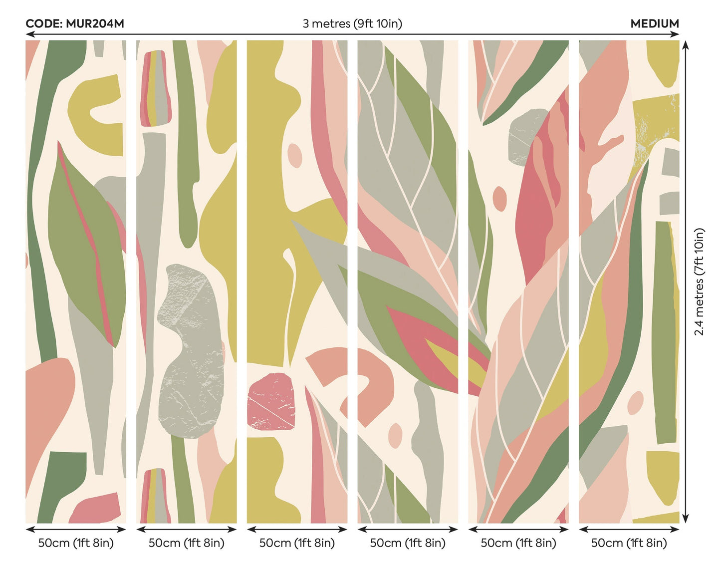 Origin Murals Abstract Leaf Shapes Pink 300cm X 240cm