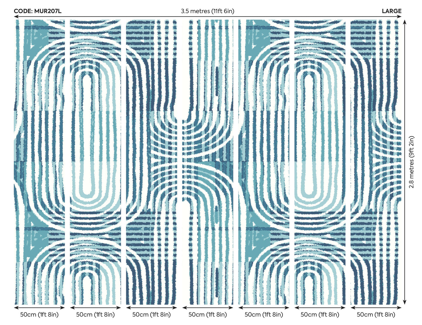 Origin Murals Curved Line Texture Blue 350cm X 280cm