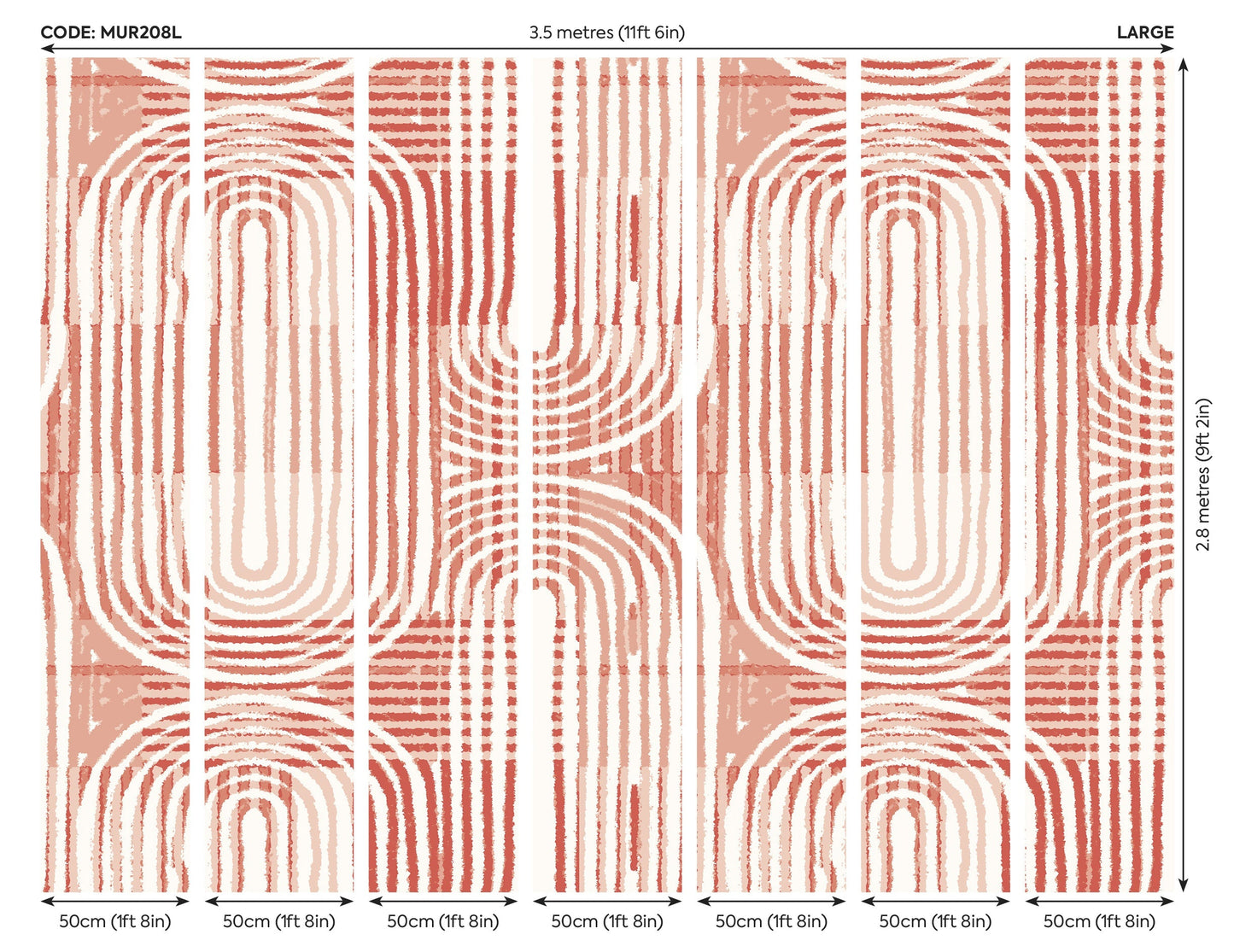 Origin Murals Curved Line Texture Orange 350cm X 280cm