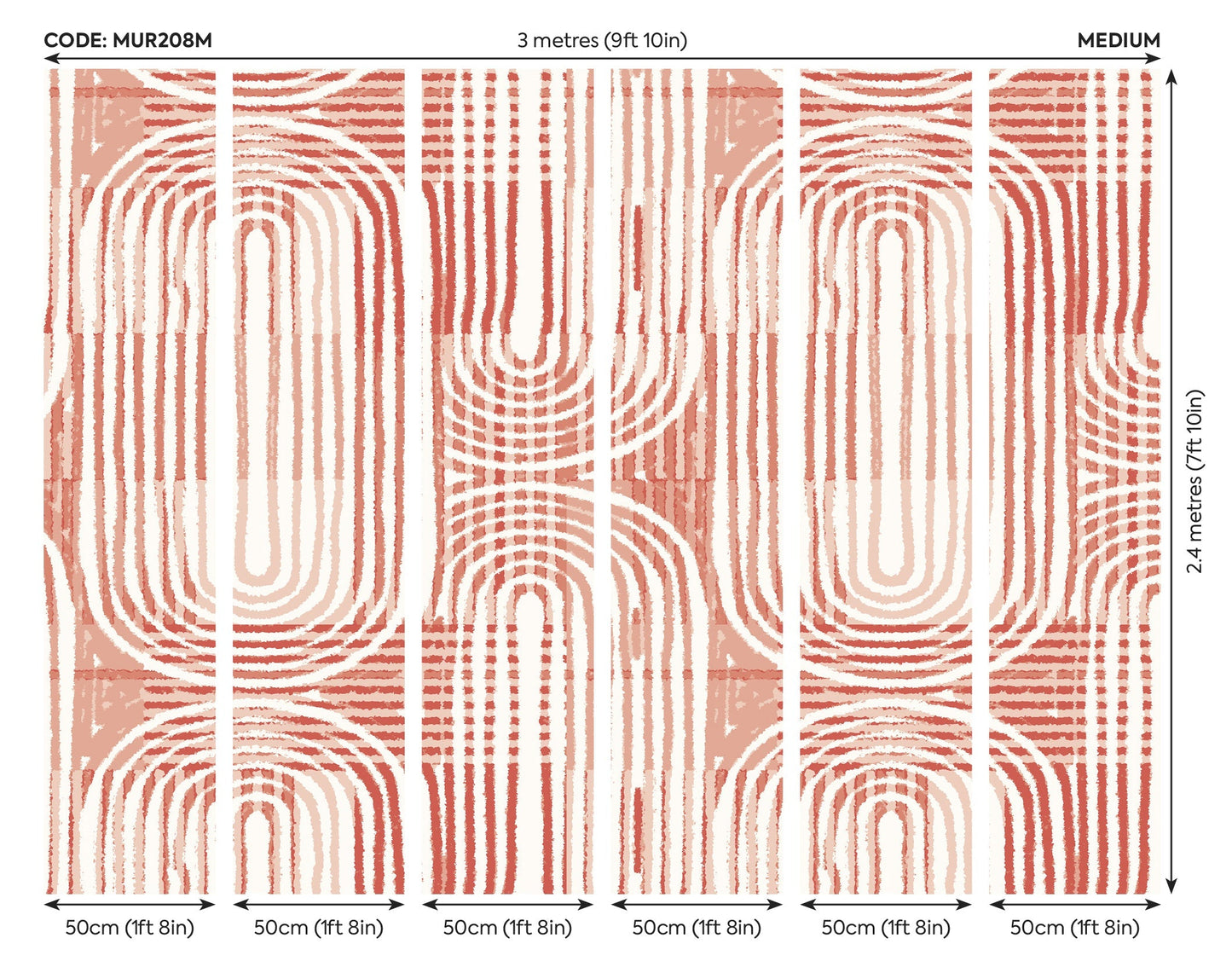 Origin Murals Curved Line Texture Orange 300cm X 240cm