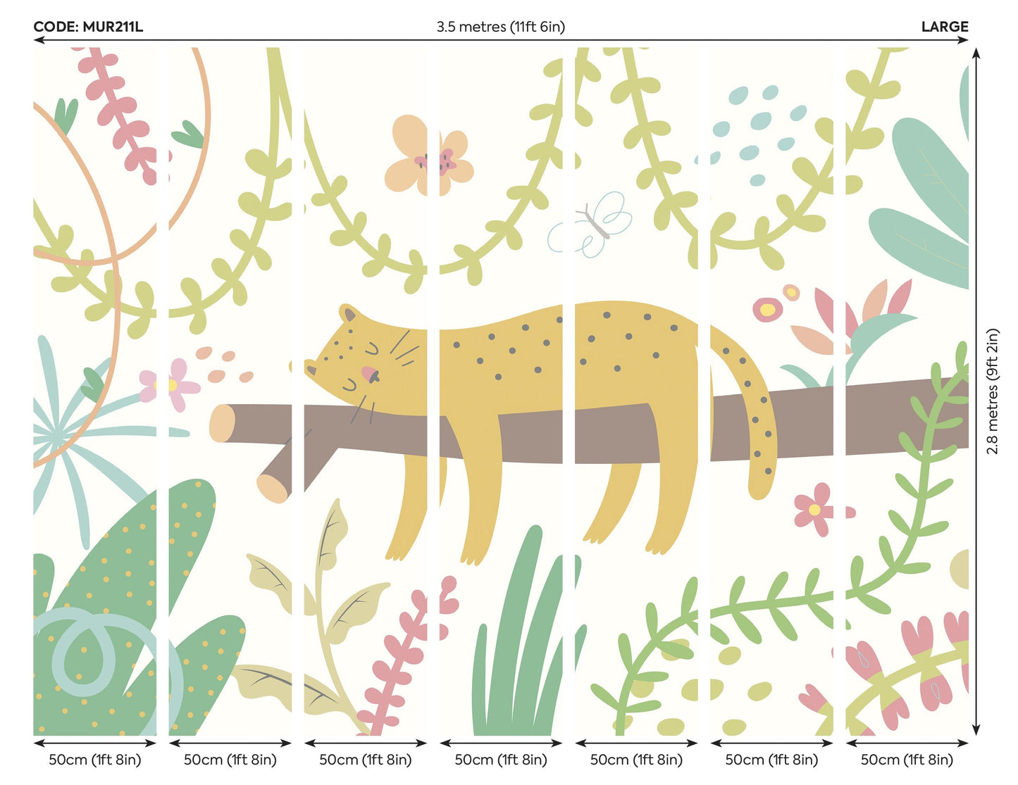 Origin Murals Sleeping Jungle Leopard Green 350cm X 280cm