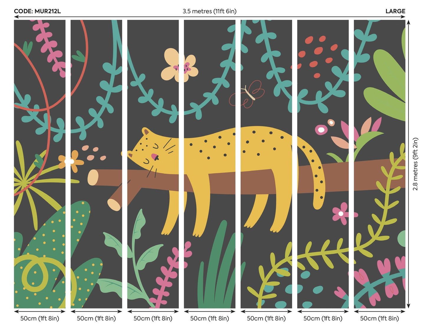 Origin Murals Sleeping Jungle Leopard Black 350cm X 280cm