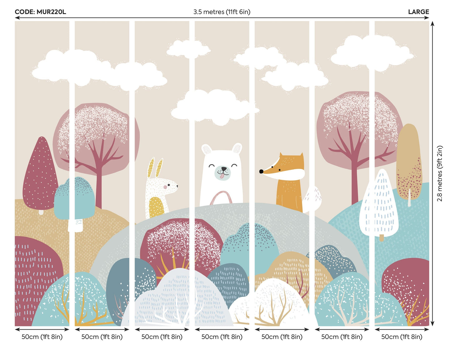 Origin Murals Woodland Friends Orange 350cm X 280cm - Hot Tub Shop