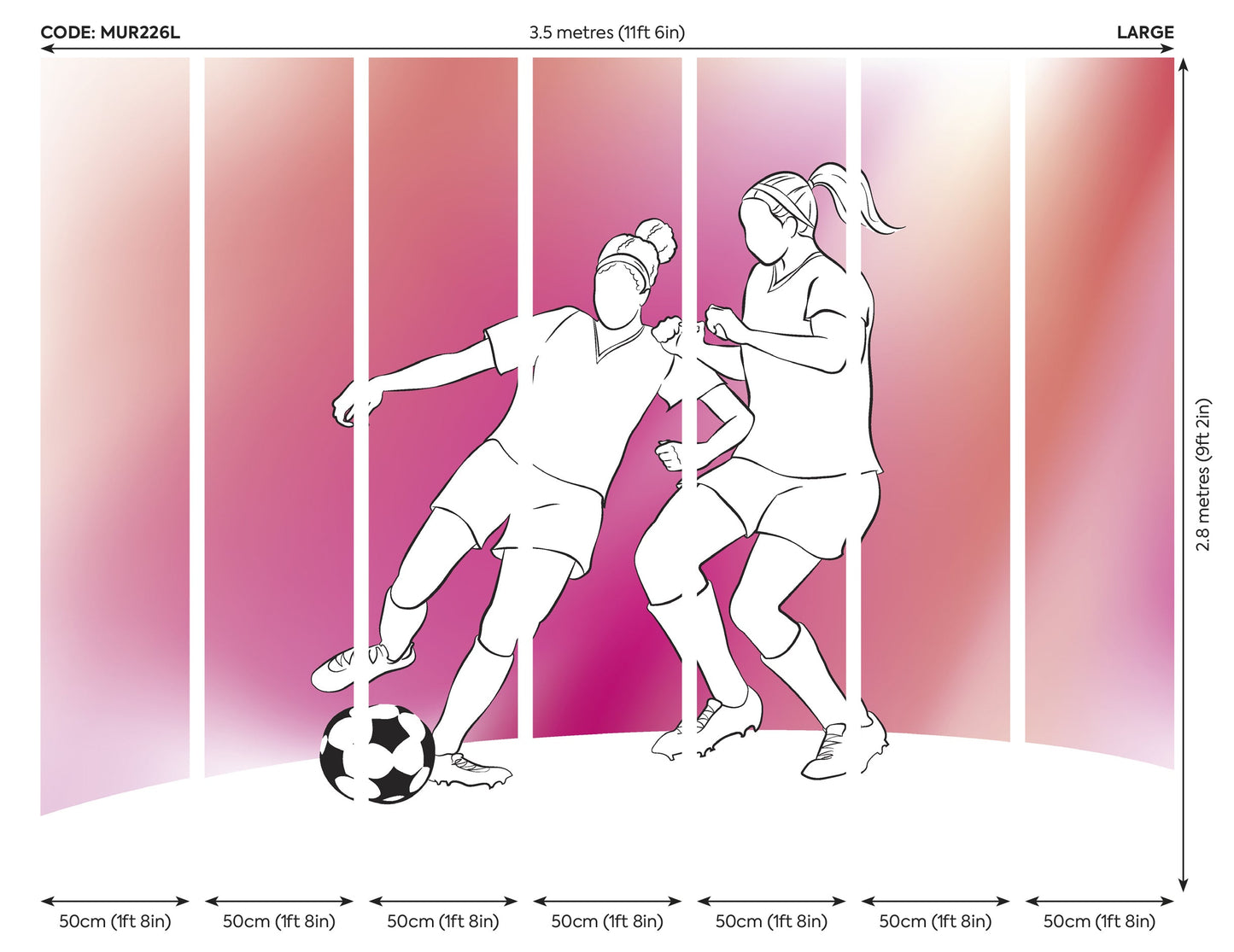 Origin Murals Girls Playing Football Pink 350cm X 280cm