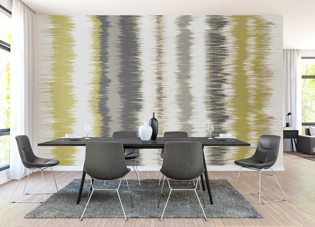 Origin Murals Linear Stripe Olive Green Charcoal 350cm X 280cm