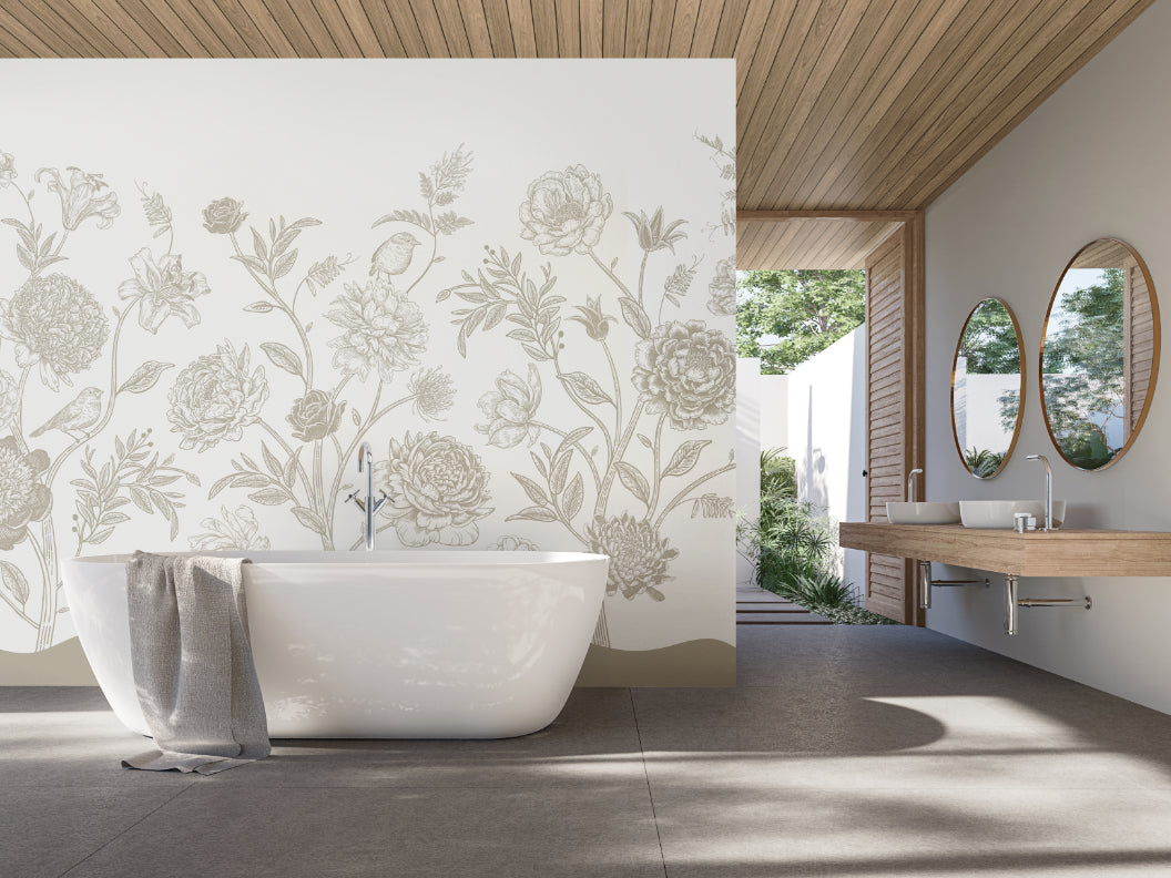 Origin Murals Jacobean Rose Trail Natural Stone 350cm X 280cm