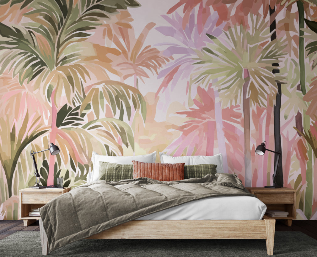 Origin Murals Pretty Palms Natural Blush 350cm X 280cm - Hot Tub Shop