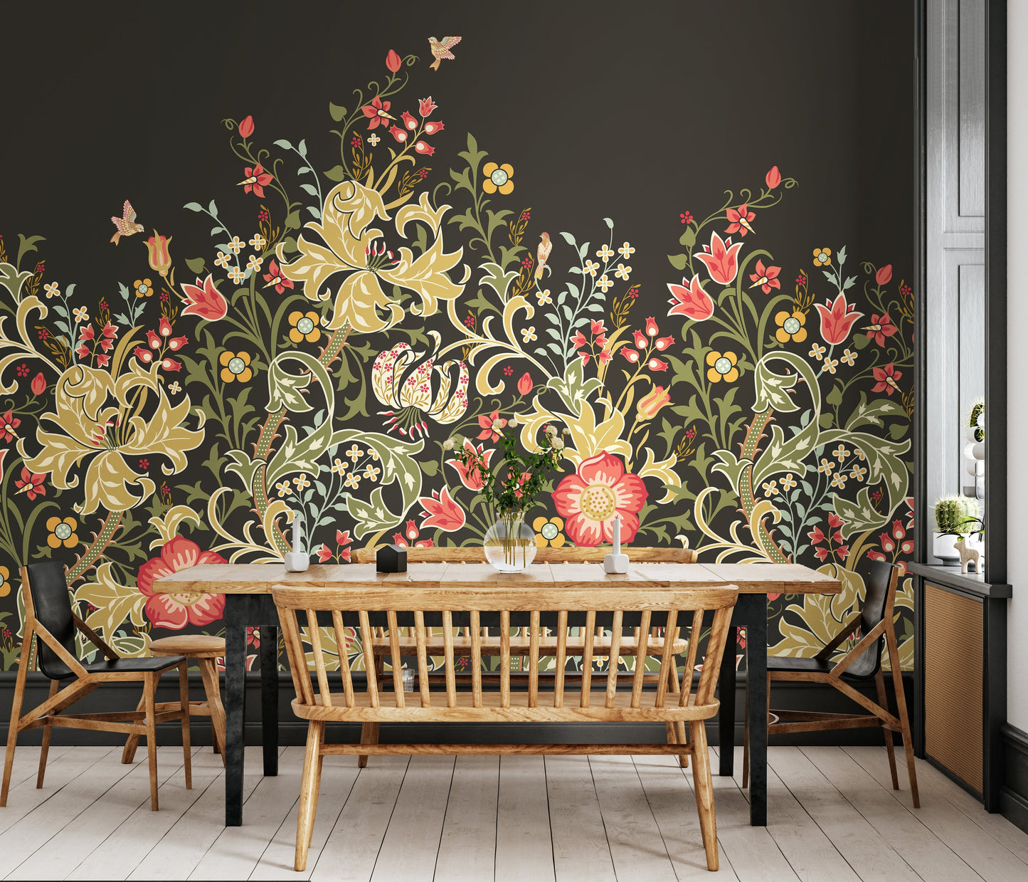 Origin Murals Trailing Lily Midnight 300cm X 240cm