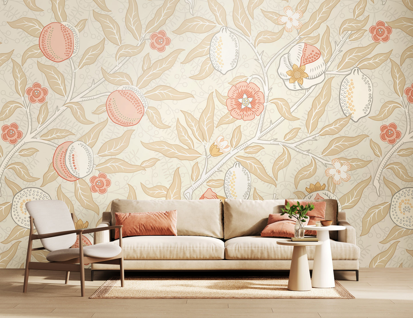 Origin Murals Fruit And Foliage Soft Linen 350cm X 280cm - Hot Tub Shop